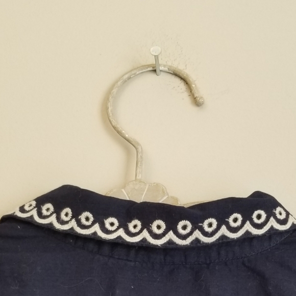 Anthropologie Moulinette Soeurs Navy Blue Embroidered Blouse Tank Size 0 - Picture 5 of 9